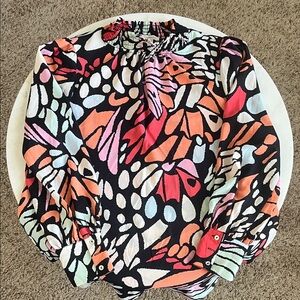 JODIFL Blouse Small Colorful Lightweight Puff Sleeve Smocked Collar